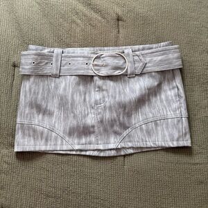 Fashion Nova Light Gray Mini Skirt with Belt